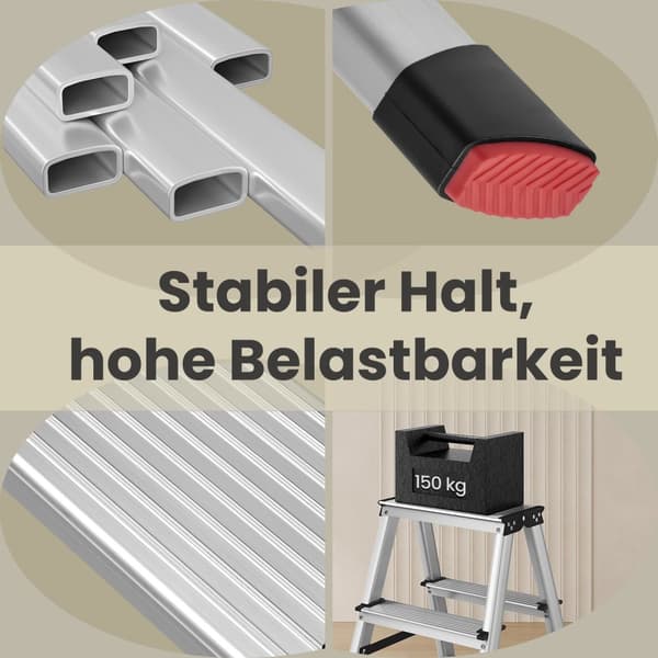 Trappa, aluminiumstege med 2 antislipsteg, vikbar stege