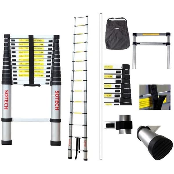 Teleskopstege - Ej specificerad - 4,1 m - Max belastning 150 kg - 14 steg - GRATIS transportväska