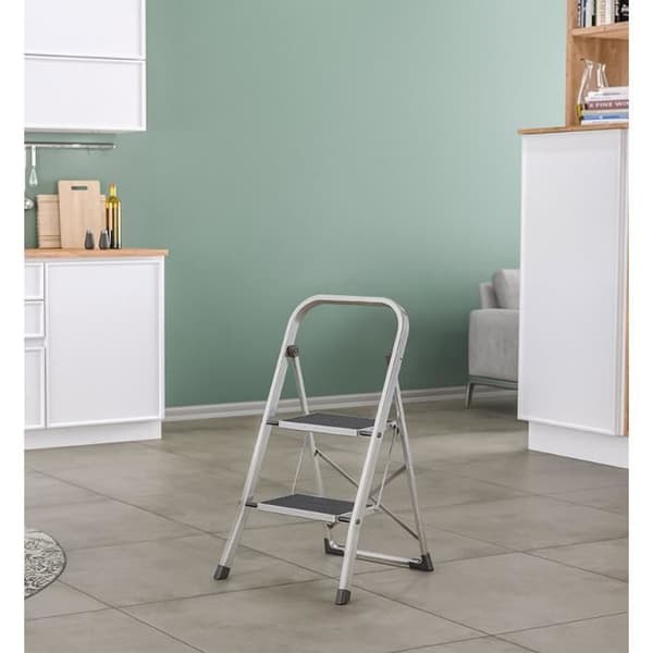 HAILO K30 fällsteg 2 aluminiumsteg med halkfri matta och ergonomiskt skyddsräcke
