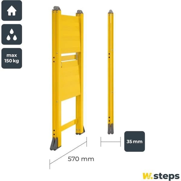 VIKINGSTEP Fällbar Stege Trappsteg MIDI lackad gul Färg 728602