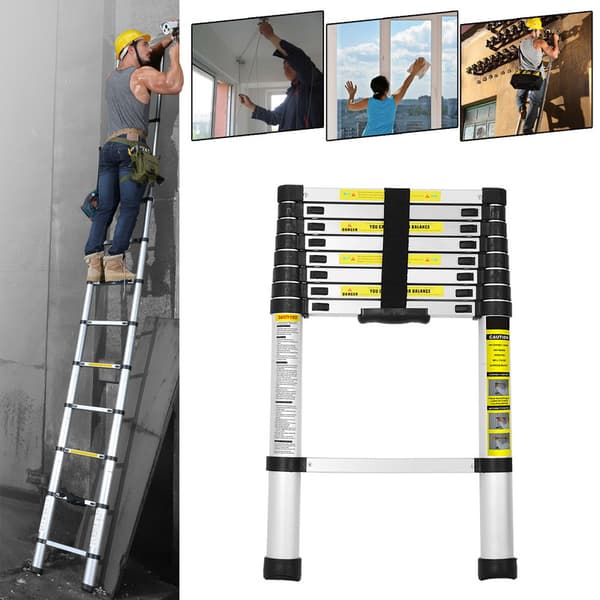 2.6M Échelle Télescopiqueen Aluminium, Accoudoir Avtagbar, Maximal laddning 150 kg Escabeau de qualité