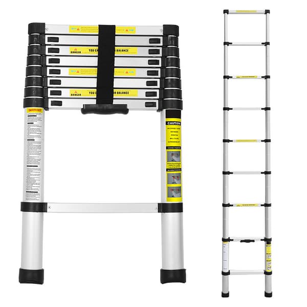 2.6M Échelle Télescopiqueen Aluminium, Accoudoir Avtagbar, Maximal laddning 150 kg Escabeau de qualité