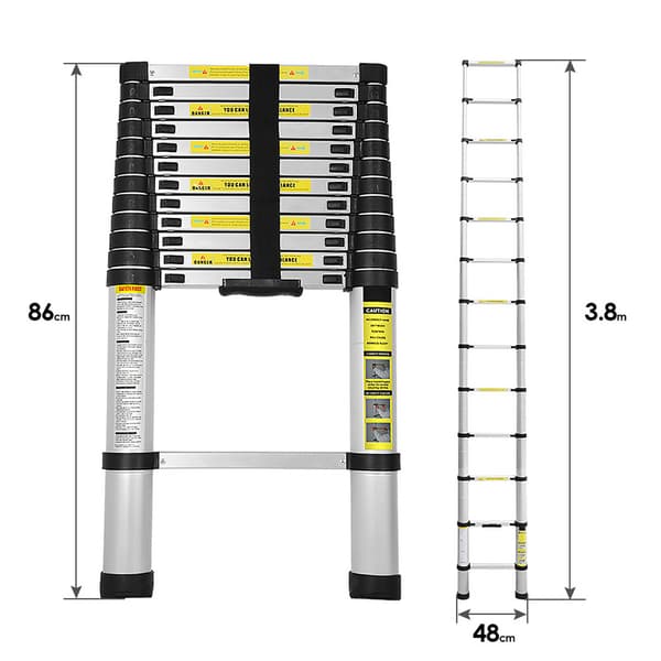 3.8M Échelle Télescopiqueen Aluminium Accoudoir Avtagbar, Maximal laddning 150 kg Escabeau de qualité