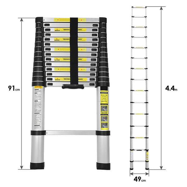 4.4M Échelle Télescopiqueen Aluminium Accoudoir Avtagbar, Maximal laddning 150 kg Escabeau de qualité