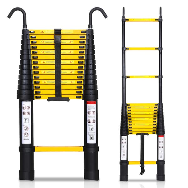 4.4M Teleskopisk skala svart aluminium med säkerhetskrok Maximalt 150kg Multifunktions skala av kvalitet
