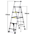 Miniatyrbild 2 av 7: Teleskopisk trappa 1,4m+1,7m böjbar aluminium Antiglidande Multifunktionsram i A, max 150kg Kvalitetstrappa