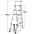 Miniatyrbild 2 av 7: Teleskopisk trappa 1,7m+2,0m böjbar aluminium Antiglidande Multifunktionsram i A, max 150kg Kvalitetstrappa