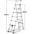 Miniatyrbild 2 av 7: Teleskopisk trappa 2,0m+2,3m böjbar aluminium Antiglidande Multifunktionsram i A, max 150kg Kvalitetstrappa