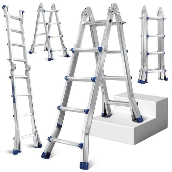 Teleskopisk skala i aluminium 4x4 nivå 402cm silver multifunktional i aluminium av hög kvalitet