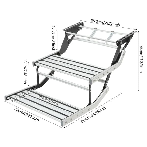Aluminium Fällbar Husvagn Stege, Hög Bärförmåga 200 kg, Kompakt Storlek,silver