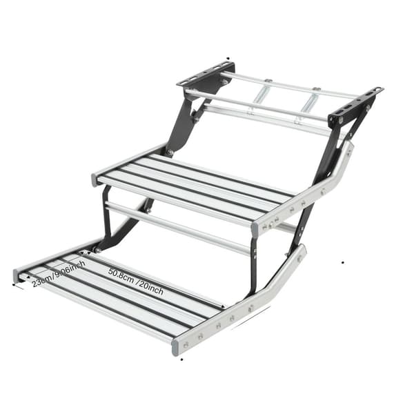 Aluminium Fällbar Husvagn Stege, Hög Bärförmåga 200 kg, Kompakt Storlek,silver