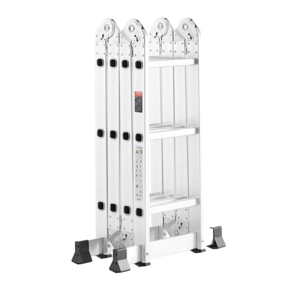 Mångsidig Fällbar Stege, 150 kg Lastkapacitet, Justerbar 3-Stegs Design,Silver, 4 steg