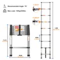 Miniatyrbild 2 av 2: Rostfritt Stål Teleskopstege, Max Belastning: 150 kg,2.6M