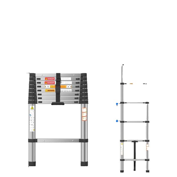 Rostfritt Stål Teleskopstege, Max Belastning: 150 kg,2.6M