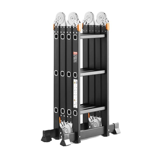 Mångsidig Fällbar Stege, 150 kg Lastkapacitet, Justerbar 3-Stegs Design,Svart, 3 steg