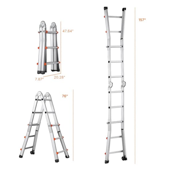 Teleskopstege, 150 kg belastningskapacitet, kompakt och lättviktig design,2,9 m