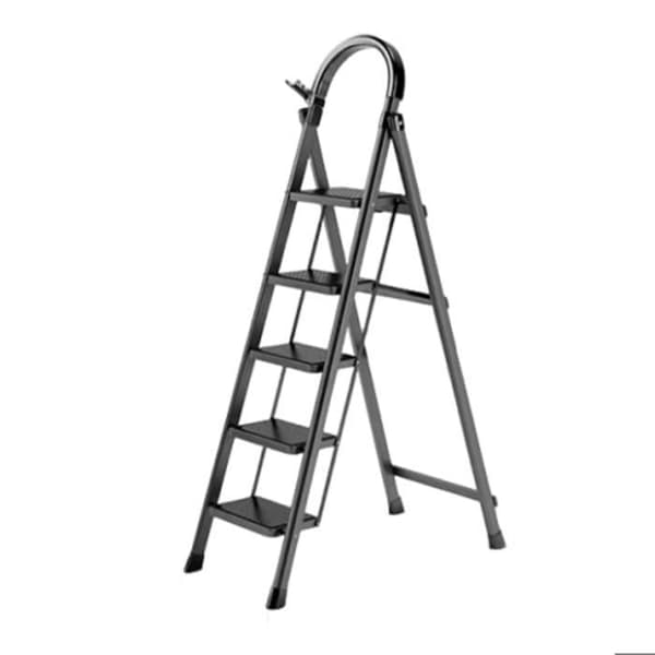 FOXSPORT-Escabeau 5 steg-Fällbar med Antislip Pedal-150KG belastning-i Stål-Röd