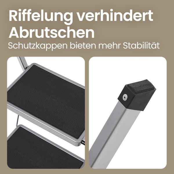 ROTZ 3 -nivå stålfällningsstege - stegstege - bärbar stege - hög stabilitet - 46,5 cm x 74,5 cm x 105 cm