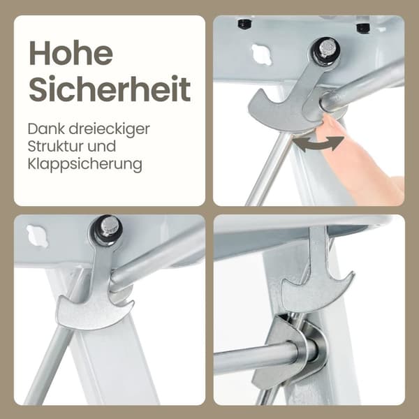 Rootz foldningstrinstige - 2 niveauer - bærbar stepladder - Stabilt metal - Sikker foldet design - 46,5 cm x 90 cm x 4 cm