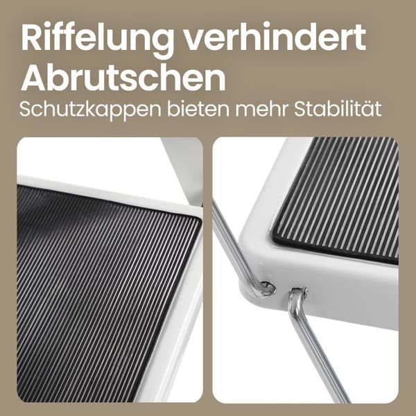 Rootz foldningstrinstige - 2 niveauer - bærbar stepladder - Stabilt metal - Sikker foldet design - 46,5 cm x 90 cm x 4 cm