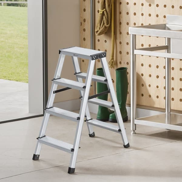 Rootz Trade Ladder - Aluminiumsstige - 2 skrigtet trin - sammenfoldelig bekvemmelighed - 45x35,5x38 cm udfoldet, 19x35,5x44cm foldet, understøtter 150