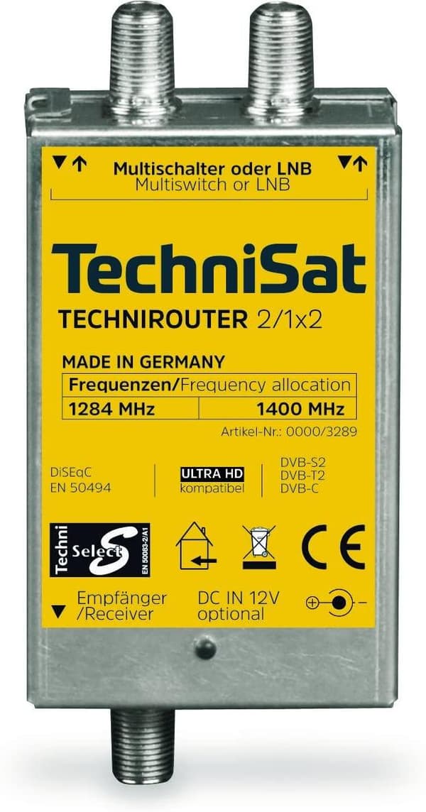 TechniSat TechniRouter Mini 2/1x2 - Multiswitch satellit/jordbaseret signal (0000/3289)