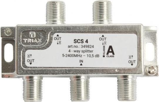 Triax SCS 4 - Kabelsplitter - 75 Ohm - 5 - 2400 MHz - Sølv - Hvid - Hun/hun - 11,5 dB (349824)