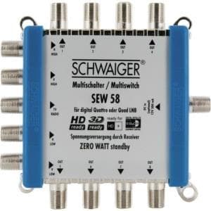 SCHWAIGER SEW58 531 multiswitch (op til 8 deltagere, ingen nettilslutning nødvendig; DVB-T2 egnet) sølv