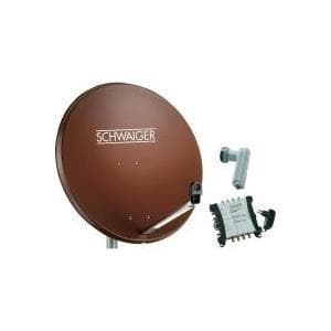 SCHWAIGER SAT system 80 cm 8 deltagere Quattro-LNB (uden afbryder) murstensrød med multiswitch 5/8