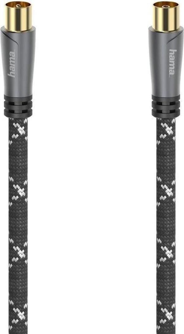 Hama anslutningskabel, a) från 1x koaxialkontakt, b) till 1x koaxialkoppling, 3 meter, quadruple g (00205071)