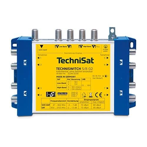 Technisat multi-switch basisenhed, indgange: 5, udgange: 8, kaskaderbar, strømforsyning inkluderet (3235/3259)