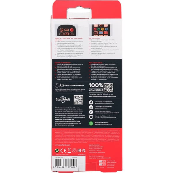 One For All Universal Tv-fjärrkontroll Urc3661 Silver
