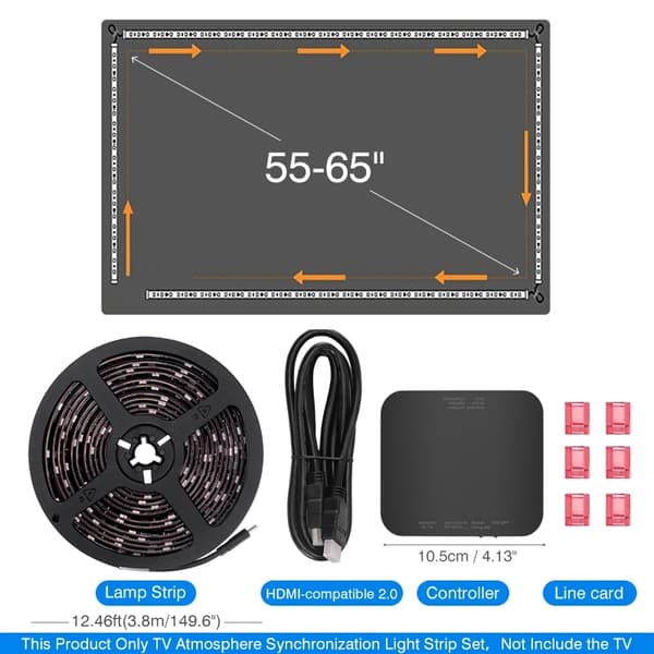 Ambient TV LED-bakgrundsbelysning, synkroniseras med skärmen, flera storleksalternativ,För 40-50 tums TV, EU-220VEU-220V