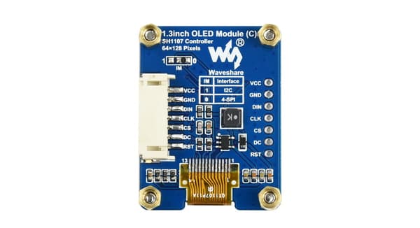 OLED-skærm 1,3" 64×128 Hvid SH1107