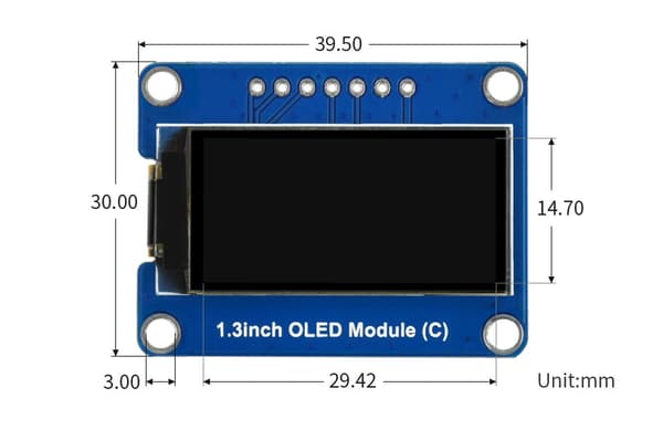OLED-skærm 1,3" 64×128 Hvid SH1107