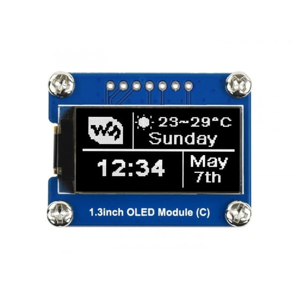 OLED-skærm 1,3" 64×128 Hvid SH1107