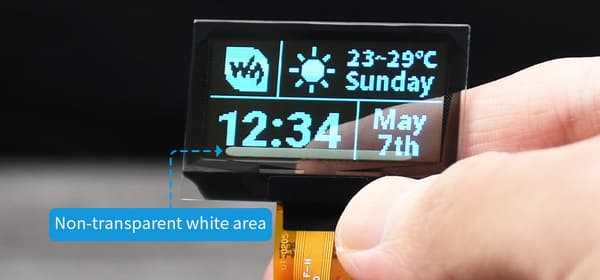 Läpinäkyvä OLED-näyttö, 1,51 tuuman resoluutio, 128 × 64, siniset SPI/I2C-liitännät