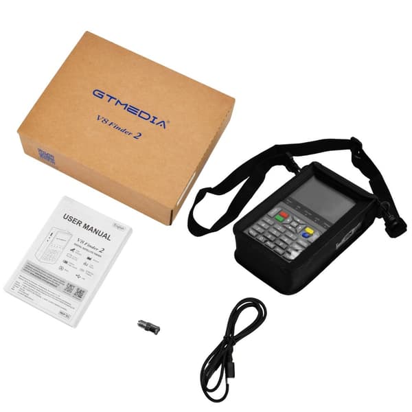 Satellitfinder, 3,5 tommer LCD-skærm, DVB-S/S2/S2X-kompatibel, batteri inkluderet,V8 Finder 2