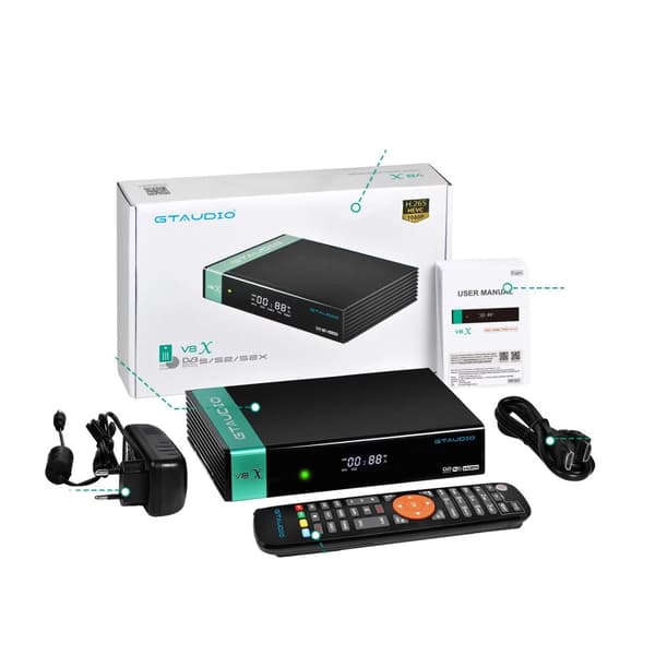 Satellit-TV-mottagare, 1080P HD, inbyggt Wi-Fi,GTAUDIO V8X, EU-kontakt