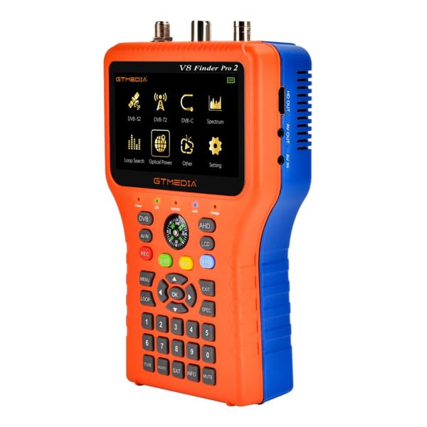 TV-signalfinder, 4,3 tommer LCD-skærm, DVB-S2/S2/S/T2/T/C-kompatibilitet, måling af signalstyrke og -kvalitet,EU stik