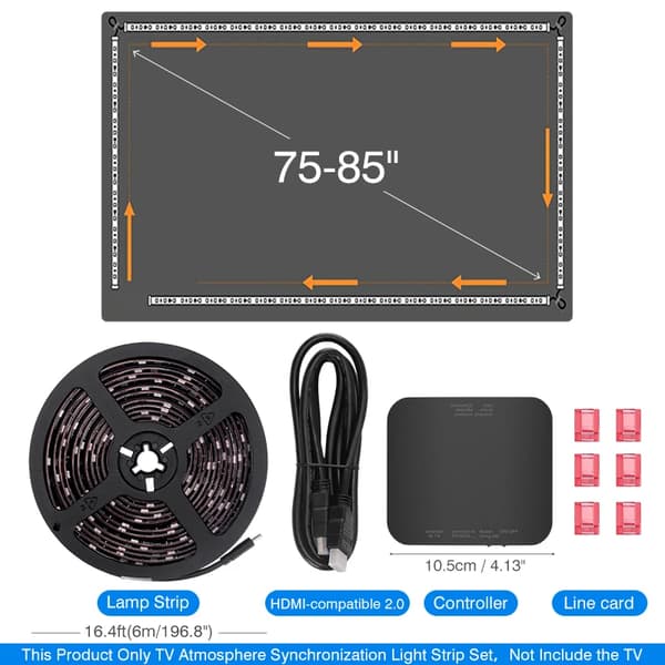 Ambient TV LED-taustavalo, synkronoituu näytön kanssa, useita koko vaihtoehtoja,75-85 tuuman televisiolle, EU-220V = EU-220V