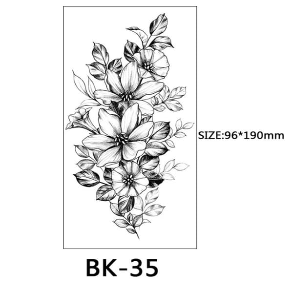 INF Engangstatoveringer - midlertidige tatoveringer med blomstermotiver 8 stk Sort