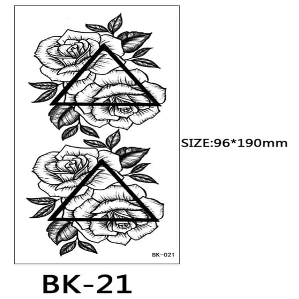 INF Engangstatoveringer - midlertidige tatoveringer med blomstermotiver 8 stk Sort