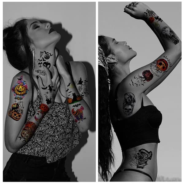 INF Väliaikaiset Halloween-tatuoinnit 10 arkkia Monivärinen