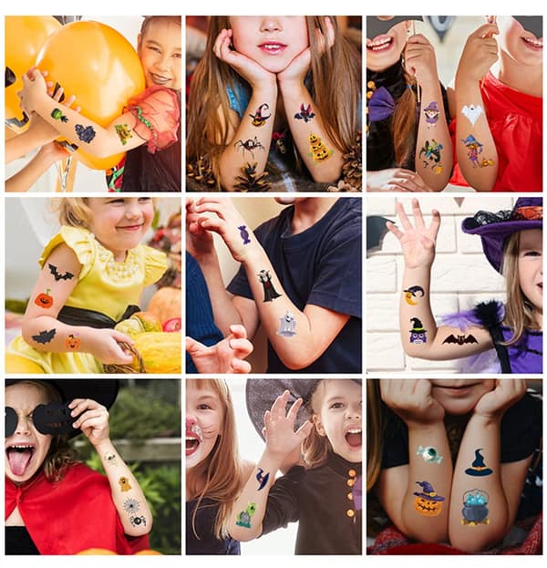 INF Väliaikaiset Halloween-tatuoinnit 10 arkkia Monivärinen