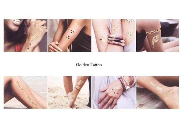 3 stk Metallic Tattoo guld / sølv, metal flash tatovering