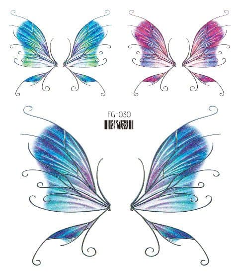 INF Butterfly tatoveringsklistremerker 5-arks