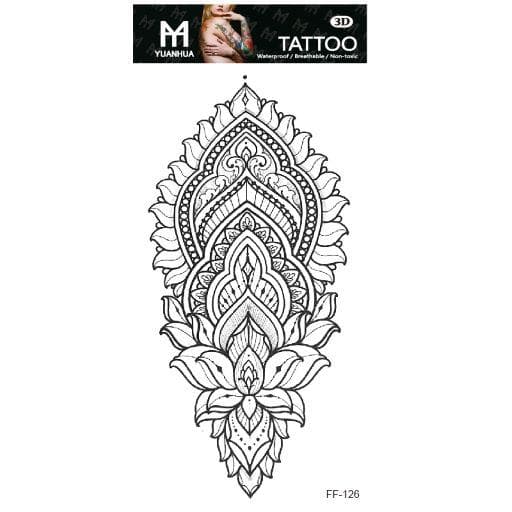 Tillfällig Tatuering 19 x 9cm - Växtmotiv med mönster