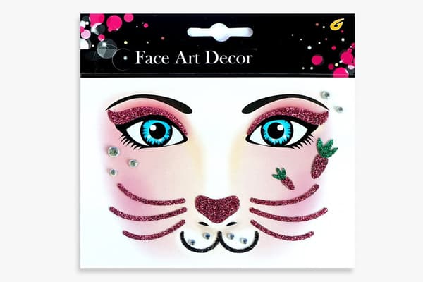 INF Stick-On Face Art Tattoo Sticker Glitrende Rabbit