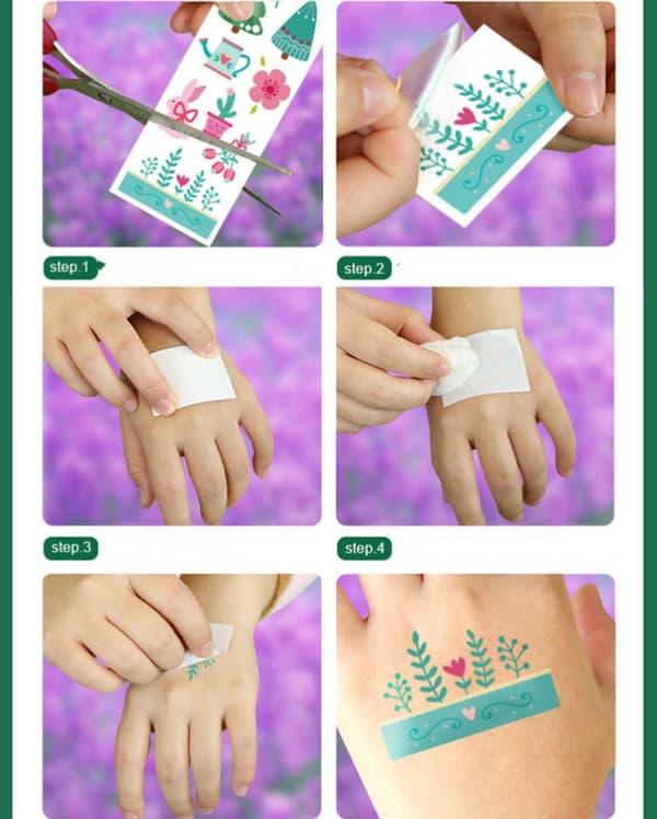 Vanntette midlertidige tatoveringsklistremerker i 14 deler flower pattern